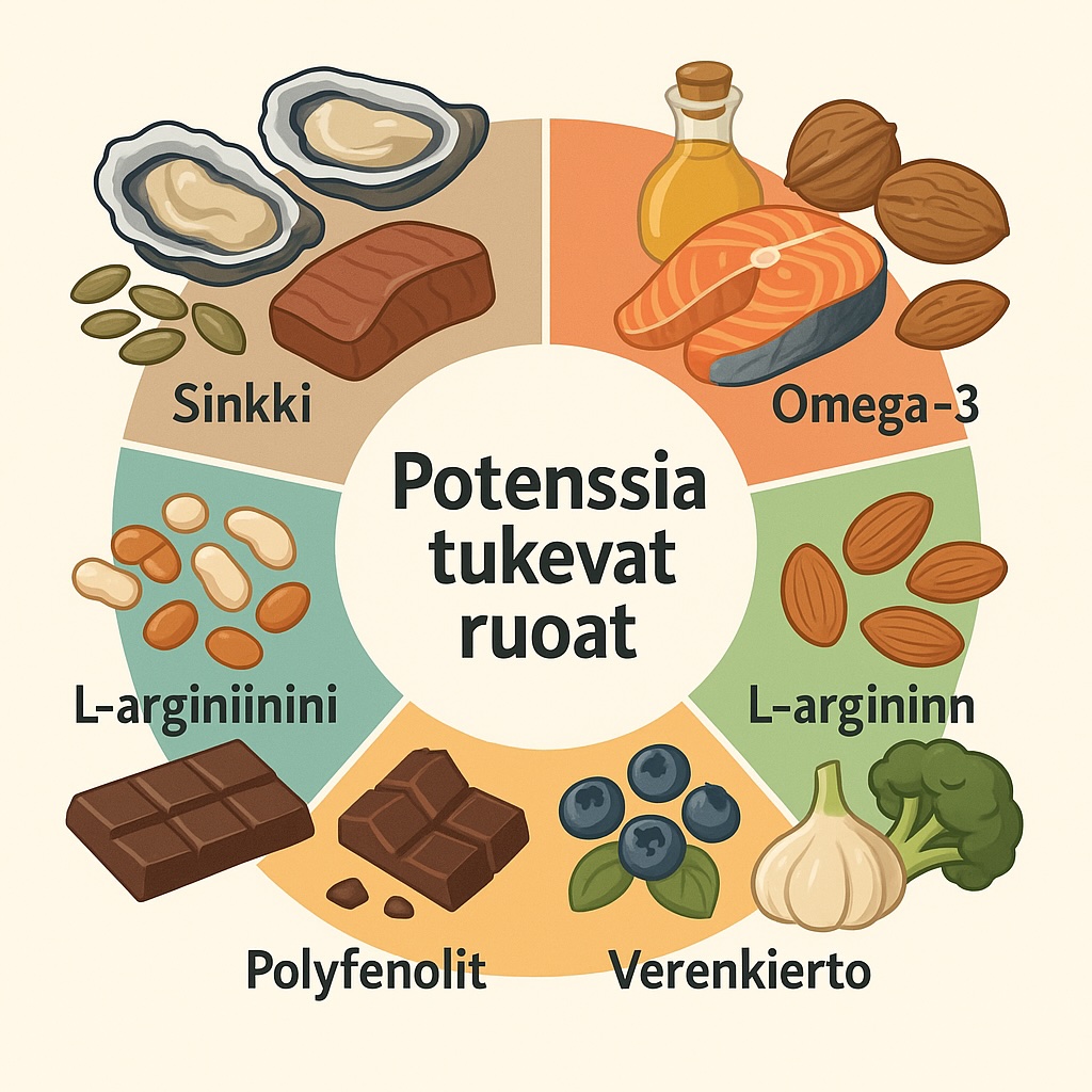 Potenssia tukevat ruoat ja ravintoaineet