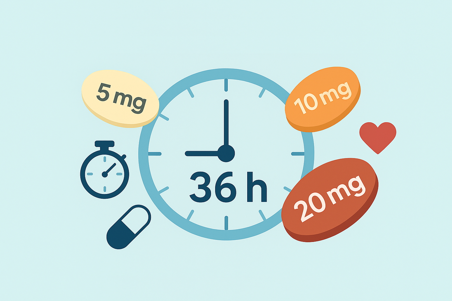 Tadalafiilin 5 mg, 10 mg ja 20 mg vaikutusaika